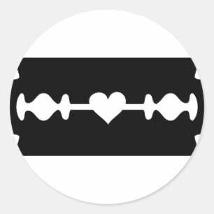 LiebeRasierklingenherz Runder Aufkleber