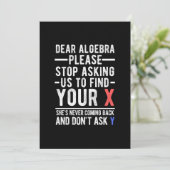 Liebes Algebra bitte aufhören, uns fragen, um Ihr  Einladung (Stehend Vorderseite)