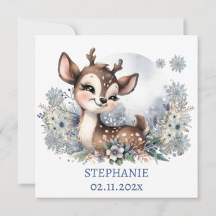 Liebes Baby Reh Winter Thema Personalisiert Einladung