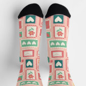 Liebes-Briefmarken-Muster Crew Socken (Oben)