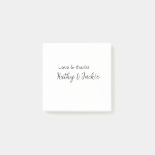 Liebes & Dankeschön Paarname Hochzeit einfach mini Post-it Klebezettel