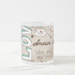 Liebes-Doodle-Muster in vielen Sprachen Mattglastasse