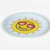 Liebes-Emoji-Sonne Pappteller (Schrägansicht)