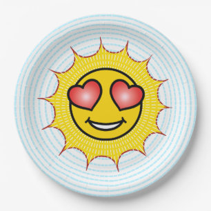 Liebes-Emoji-Sonne Pappteller