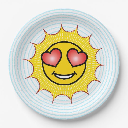 Liebes-Emoji-Sonne Pappteller (Vorderseite)