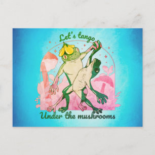 Liebes Froschpaar mit Pilzen Tanz Postkarte