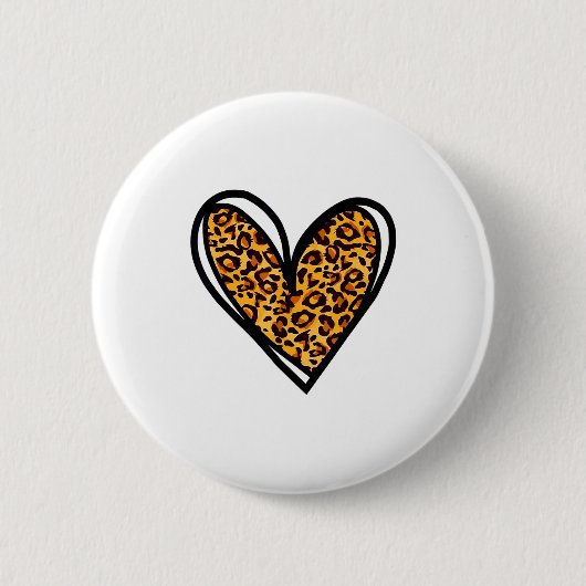 Liebes Gepard Leopard Druck Herz Valentinstag Gi Button (Vorderseite)