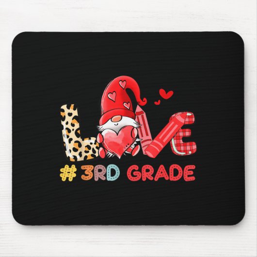 Liebes-Gnom 3. Klasse Lehrer Leopard, Valentinstag Mousepad (Vorne)