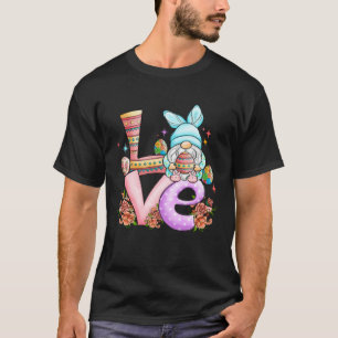 Liebes-Gnom-Hasenohren Vintage-Blumen-Hasen-Eier T-Shirt