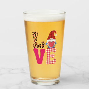 Liebes-Gnom Valentinstag Roter Buffalo Kariert Leo Glas