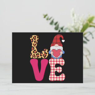 Liebes-Gnom Valentinstag Roter Buffalo-Karo Leopar Einladung