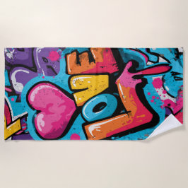 Liebes-Graffiti-Herz-Pop-Art-Illustration Strandtuch