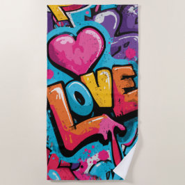 Liebes-Graffiti-Herz-Pop-Art-Illustration Strandtuch