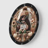 Liebes-Herbst-Mädchen-Puppe Große Wanduhr (Winkel)