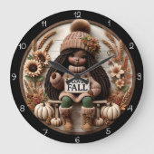 Liebes-Herbst-Mädchen-Puppe Große Wanduhr (Vorderseite)