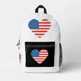 Liebes Herz gestapelt amerikanisches Flaggendesign Bedruckter Rucksack