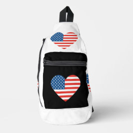 Liebes Herz gestapelt amerikanisches Flaggendesign Crossbody Bag