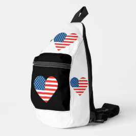 Liebes Herz gestapelt amerikanisches Flaggendesign Crossbody Bag