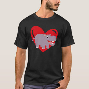 Liebes-Herz-Grafik Valentinstag Nilpferd Jungen Ki T-Shirt