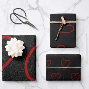 Liebes Herz Rot Glitter Valentinstag-Geschenkpapie Geschenkpapier Set