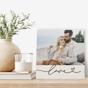 Liebes-Herz-Schrift Elfenbein-Foto-Display Fotoplatte
