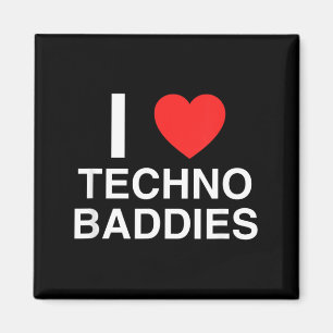 Liebes Herz Techno Bösewichte Lustiges EDM Festiva Magnet