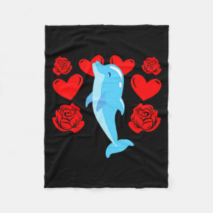 Liebes Herz Valentinstag Rosen Delphin Jungen Kind Fleecedecke