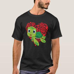 Liebes Herz Valentinstag Rosen Schildkröte Jungen T-Shirt