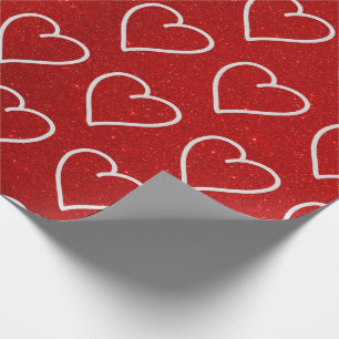 Liebes Herz Weiß Glitter Valentinstag Geschenkpapi Geschenkpapier