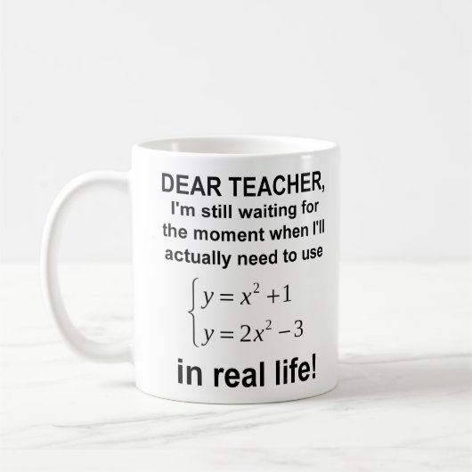 Liebes Lehrer-wirkliches Lebens-Mathe-lustige Kaffeetasse (Links)