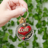 Liebe's Little Locks Red Heart Meta lKeychan Schlüsselanhänger (Hand)