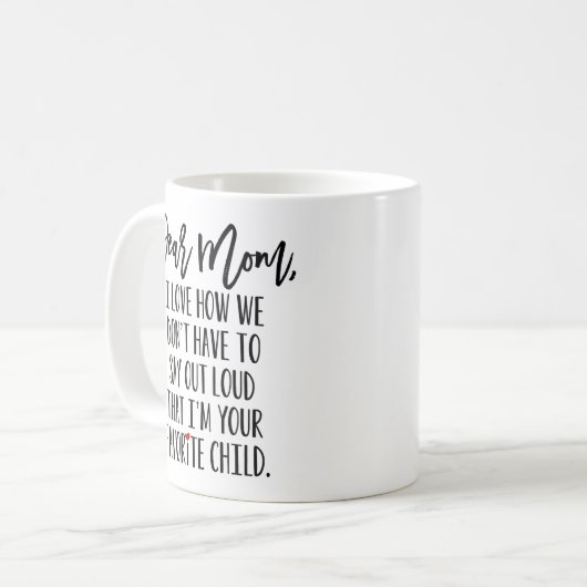 Liebes Mama-Lieblings-Kind Kaffeetasse (Vorderseite Links)