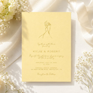 Liebes Paar Schrift Butter Gelb Hochzeit Einladung