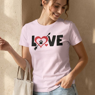 Liebes Pfote Katze Hund Valentins T-Shirt