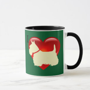Liebes-/rotes Herz Scottish Terrier, Kelly/Irisch  Tasse
