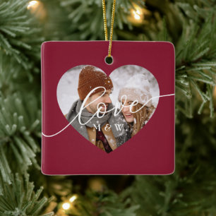 Liebes-Schrift Herz Foto Rot Keramikornament