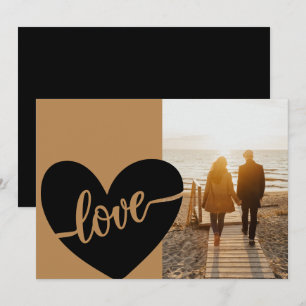 Liebes-Schrift Herz Gold Schwarz Valentinstag Foto Feiertagskarte