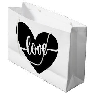 Liebes-Schrift-Typografie Schwarzes Herz Valentins Große Geschenktüte