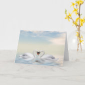 Liebes Schwäne Karte (Gelbe Blume)