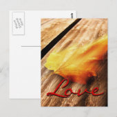 Liebes-Skript Herbstblatt Postkarte (Vorne/Hinten)