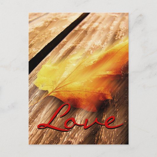 Liebes-Skript Herbstblatt Postkarte (Vorderseite)