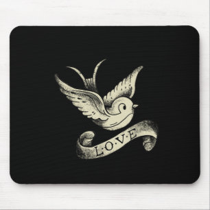 Liebes-Spatzen-Vintage-Tätowierungsdesign Mousepad