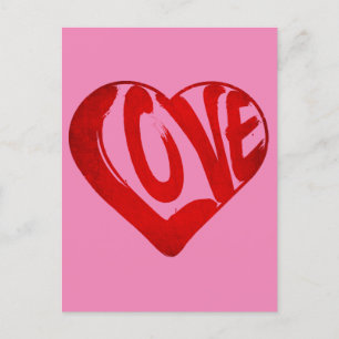 LIEBES TEXT IN ROTER TYPOGRAPHIE ZUM VALENTINSTAG POSTKARTE