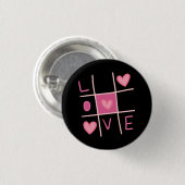 Liebes-Tic-Tac-Toe-Anstecknadel | Valentinstag-Ges Button (Vorne & Hinten)