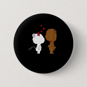Liebes Tier Katze Und Bär Paar - Valentinstag G Button