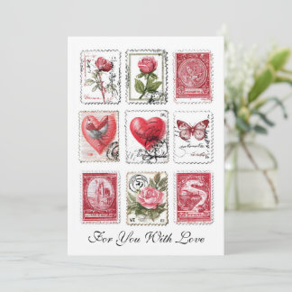 Liebes-Valentinstag-Briefmarken-Ephemera-Collage-K Karte