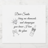 Liebes Weihnachtsmann Champagner & Diamanten Linie Schaumweinetikett (Einzelnes Label)