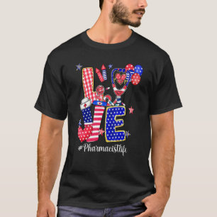 Liebesapotheker Luftballons USA-Flagge 4. Juli T-Shirt