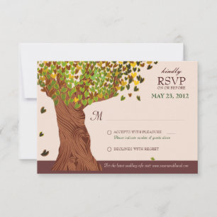 Liebesbaum fallendes Herz Blätter RSVP-Karte RSVP Karte