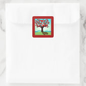 Liebesbaum - tree of love quadratischer aufkleber (Tasche)